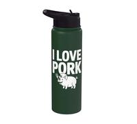 I Love Pork Chef Pig Dessin animé Stainless Steel Insulated Water Bottle