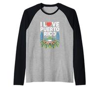 I Love Porto Rico Coqui Frog Tropical Vibes Manche Raglan
