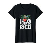 I Love Porto Rico Grenouille Cœur Feuilles de Palmier T-Shirt Graphique avec Valeur