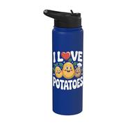 I Love Potatoes Visages de pommes de terre mignons Stainless Steel Insulated Water Bottle