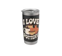 I Love Pottery Vaisseaux en argile créatifs Art Gobelet isotherme en acier inoxydable double paroi