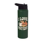 I Love Pottery Vaisseaux en argile créatifs Art Stainless Steel Insulated Water Bottle