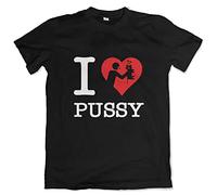 I Love Pussy T-shirt humoristique lécher femme, Noir , S