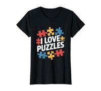 I Love Puzzles Pièces de Puzzle colorées et Amusantes T-Shirt Graphique avec Valeur