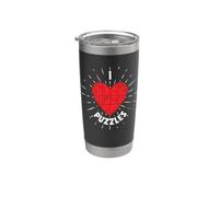 I Love Puzzles - Puzzle Cœur Vintage Drôle Gobelet isotherme en acier inoxydable double paroi