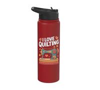 I Love Quilting Machine à coudre Motif cœur Stainless Steel Insulated Water Bottle