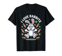 I Love Rabbits Bunny Carottes Mignon Amusant T-Shirt Graphique avec Valeur, Homme, Noir, L