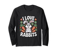 I Love Rabbits Cute Bunny Carotte Clover Manche Longue