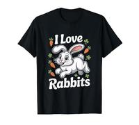 I Love Rabbits Happy Bunny Carotte Fun T-Shirt Graphique avec Valeur, Homme, Noir, M