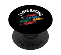 I Love Racing - Motif de Vitesse de Voiture coloré PopSockets PopGrip Adhésif