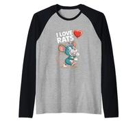 I Love Rats Heart Ballon Souris Fun Manche Raglan