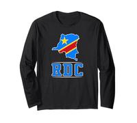 I Love RDC RDC Congo Carte avec Drapeau du Congo Fierté congolaise Manche Longue