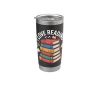 I Love Reading Book Stack Athusiast Gobelet isotherme en acier inoxydable double paroi