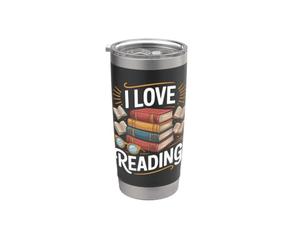 I Love Reading Book Stack Athusiast Gobelet isotherme en acier inoxydable double paroi