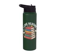 I Love Reading Book Stack Athusiast Stainless Steel Insulated Water Bottle