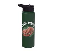 I Love Ribeye Classic Steak Lovers Delight Stainless Steel Insulated Water Bottle