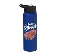 I Love Ribeye Meat Lovers Delight Fun Stainless Steel Insulated Water Bottle
