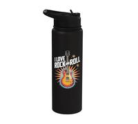 I Love Rock And Roll Guitare classique rétro Stainless Steel Insulated Water Bottle