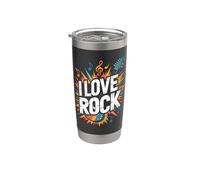 I Love Rock Music Guitare Notes Explosion Gobelet isotherme en acier inoxydable double paroi
