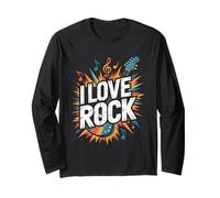 I Love Rock Music Guitare Notes Explosion Manche Longue