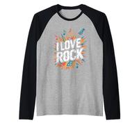 I Love Rock Music Guitare Notes Explosion Manche Raglan