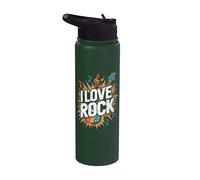 I Love Rock Music Guitare Notes Explosion Stainless Steel Insulated Water Bottle