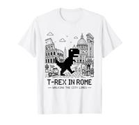 I Love Rome, Pixel Dinosaur in Rome Retro City Adventure T-Shirt