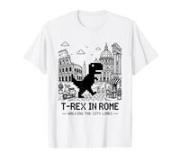 I Love Rome, Pixel Dinosaur in Rome Retro City Adventure T-Shirt Graphique avec Valeur