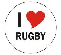 I Love Rugby autocollants - 8 cm de diamètre rond - Très élégant