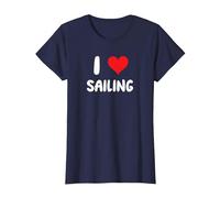 I Love Sailing - Sailor Captain Yacht Bosun Stew Boat T-Shirt, Femme, Bleu Marine, XS