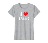 I Love Sailing - Sailor Captain Yacht Bosun Stew Boat T-Shirt, Femme, Gris Chiné, S