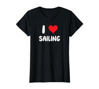 I Love Sailing - Sailor Captain Yacht Bosun Stew Boat T-Shirt, Femme, Noir, XS