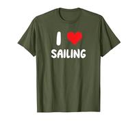 I Love Sailing - Sailor Captain Yacht Bosun Stew Boat T-Shirt, Homme, Olive, S