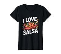 I Love Salsa Design Vibrant Dance Fun T-Shirt Graphique avec Valeur, Femme, Noir, L
