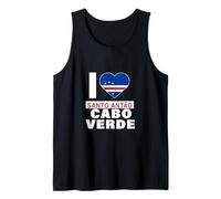 I Love Santo Antão Cabo Verde avec cœur drapeau du Cap-Vert Débardeur