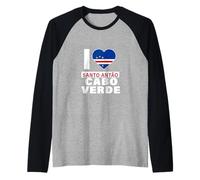 I Love Santo Antão Cabo Verde avec cœur drapeau du Cap-Vert Manche Raglan