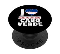 I Love Santo Antão Cabo Verde avec cœur drapeau du Cap-Vert PopSockets PopGrip Adhésif