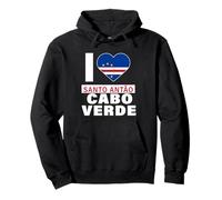 I Love Santo Antão Cabo Verde avec cœur drapeau du Cap-Vert Sweat à Capuche