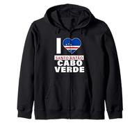 I Love Santo Antão Cabo Verde avec cœur drapeau du Cap-Vert Sweat à Capuche