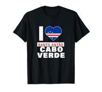 I Love Santo Antão Cabo Verde avec cœur drapeau du Cap-Vert T-Shirt