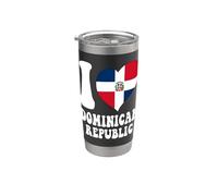 I Love Santo Domingo Drapeau République dominicaine Cœur Graphique Gobelet isotherme en acier inoxydable double paroi