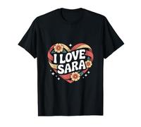I Love Sara Cœur Floral Love Expression T-Shirt Graphique avec Valeur