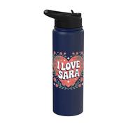 I Love Sara Cœur Roses Expression Romantique Stainless Steel Insulated Water Bottle