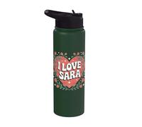 I Love Sara Cœur Roses Expression Romantique Stainless Steel Insulated Water Bottle