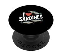 I Love Sardines Cadeaux pour Les Amateurs de Poisson en Conserve PopSockets PopGrip Adhésif