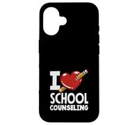 I Love School Counseling Crayon en Forme de cœur Coque pour iPhone 16