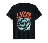 I Love Sea Lions Marins Mammifères Lover T-Shirt Graphique avec Valeur