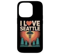 I Love Seattle Space Needle Trees Coucher de Soleil Coque pour iPhone 14 Pro