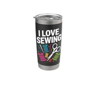 I Love Sewing Aiguilles ciseaux colorés Gobelet isotherme en acier inoxydable double paroi