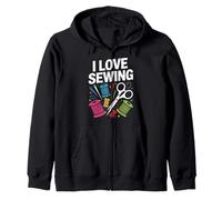 I Love Sewing Aiguilles ciseaux colorés Sweat à Capuche